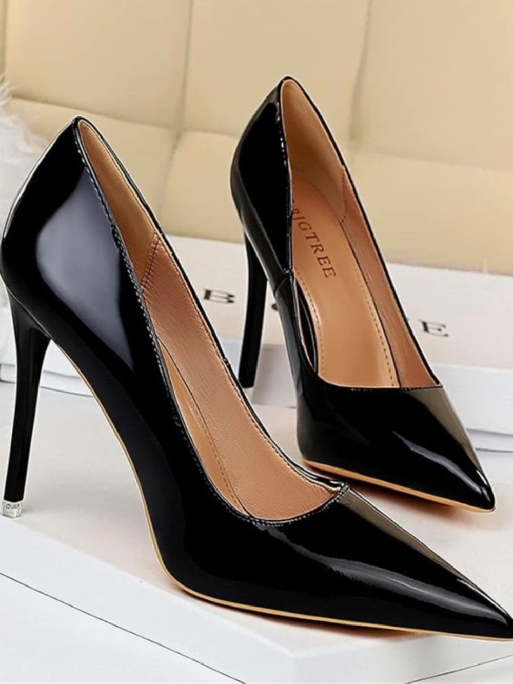 Luxury High Heels Black Pump Pointed Toe Women's Shoes